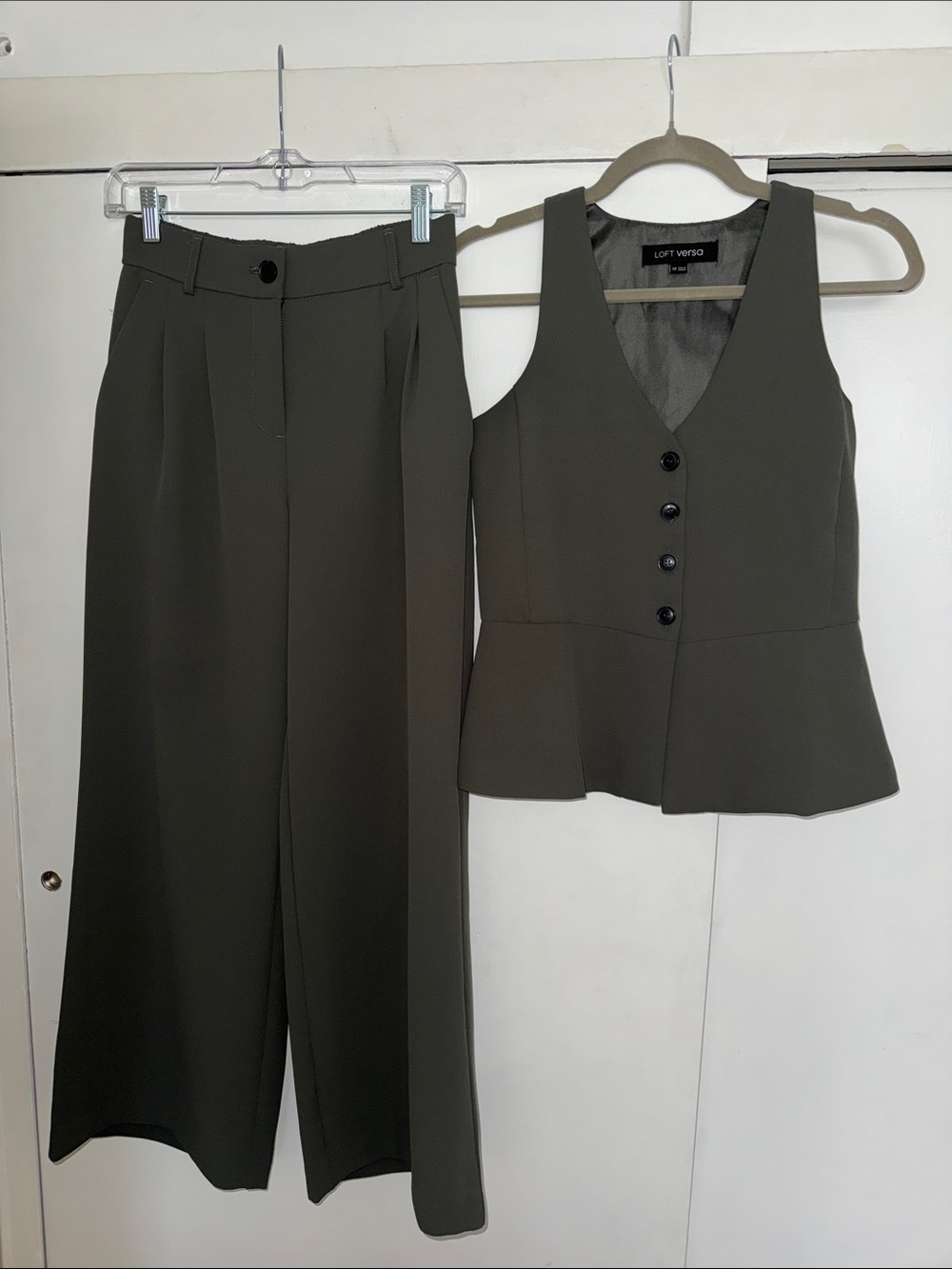 LOFT Versa olive green vest and pant set
